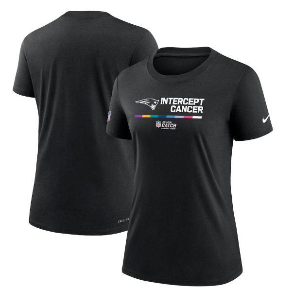 Women's New England Patriots 2022 Black Crucial Catch Performance T-Shirt(Run Small)